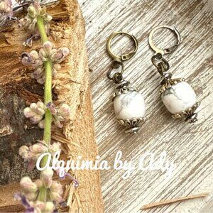 🤠🌊 Coastal Cowgirl White Marbled Gemstone Dangles - White Howlite